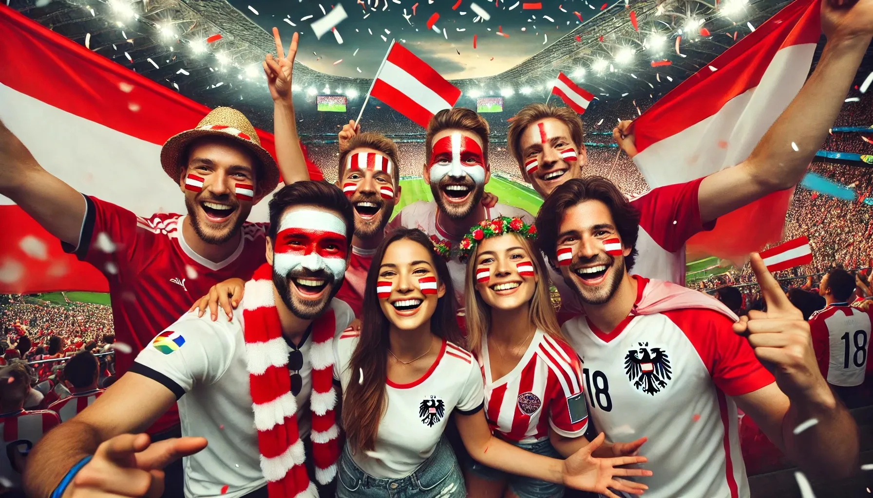 Fanbrush® makeup of fans in a stadium